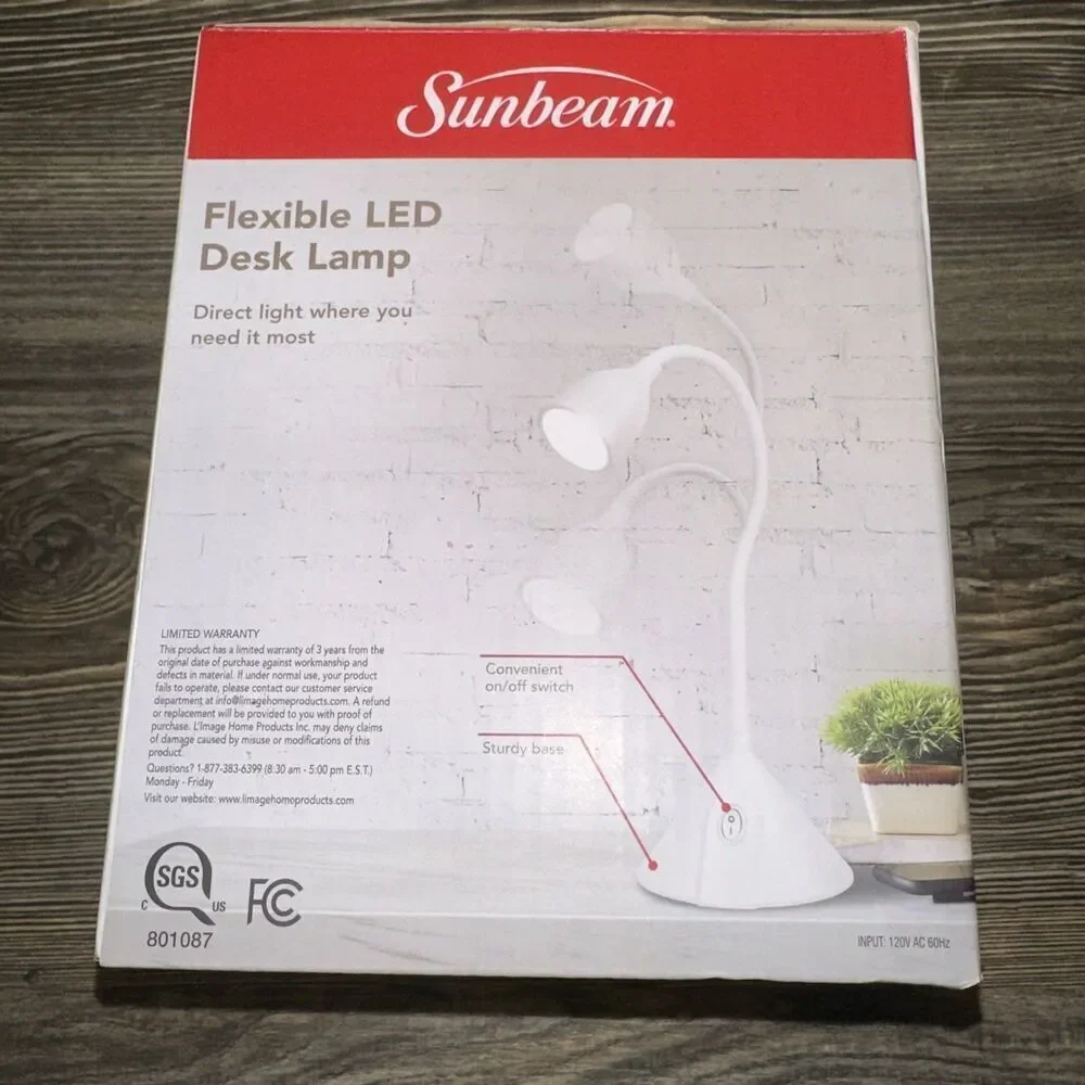 Sunbeam Flexible Neck LED Desk Lamp Adjustable Light - New. - Picture 4 of 5